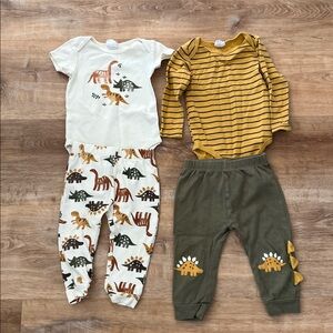 Petit Lem Mustard and Olive Kids Matching Set